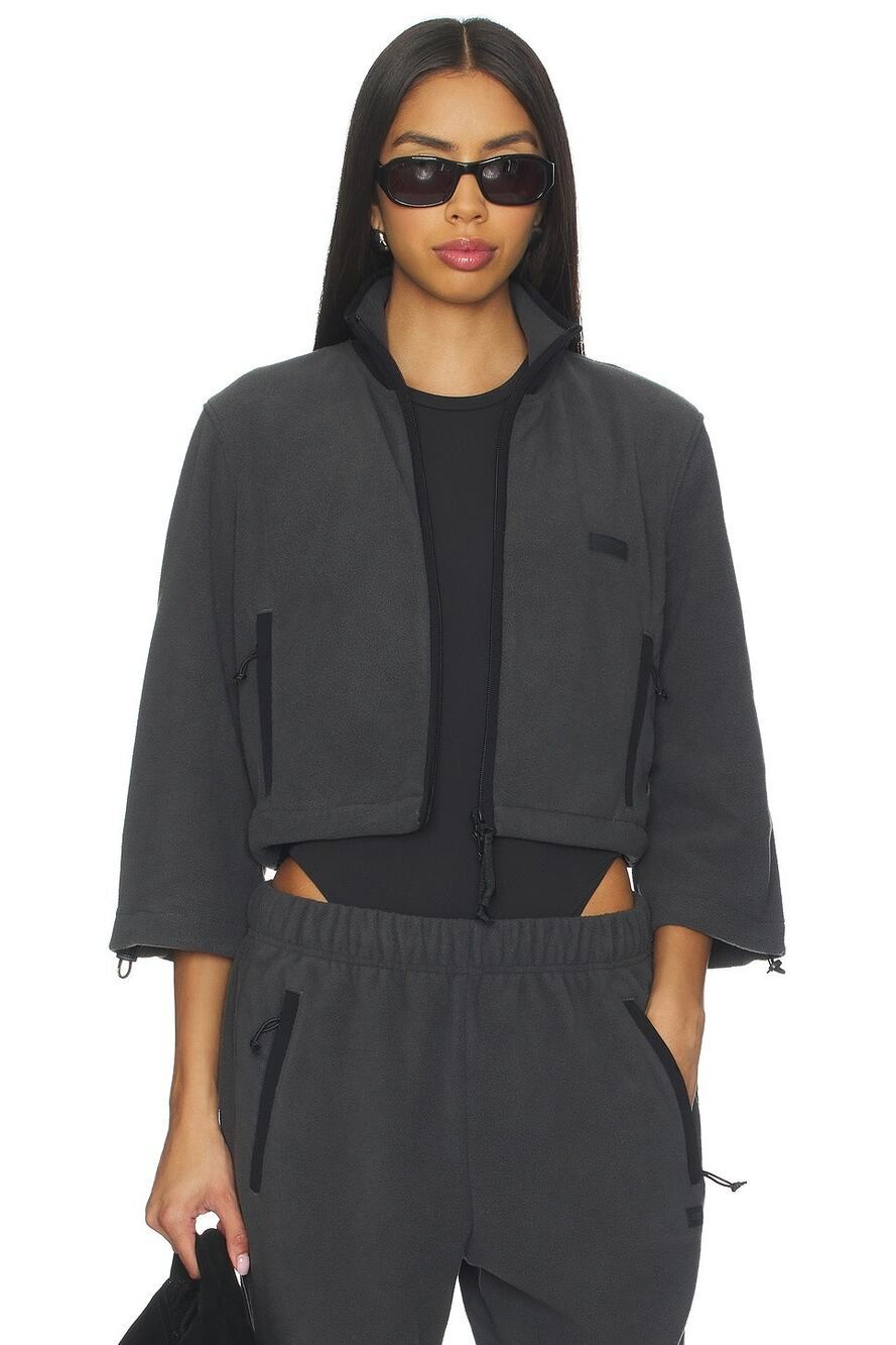 SKIMS FLEECE LOUNGE Shrunken Zip Up - Ash Size S NWT #1527